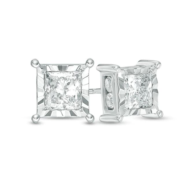 Previously Owned - 2 CT. T.w. Princess-Cut Diamond Stud Earrings in 10K White Gold