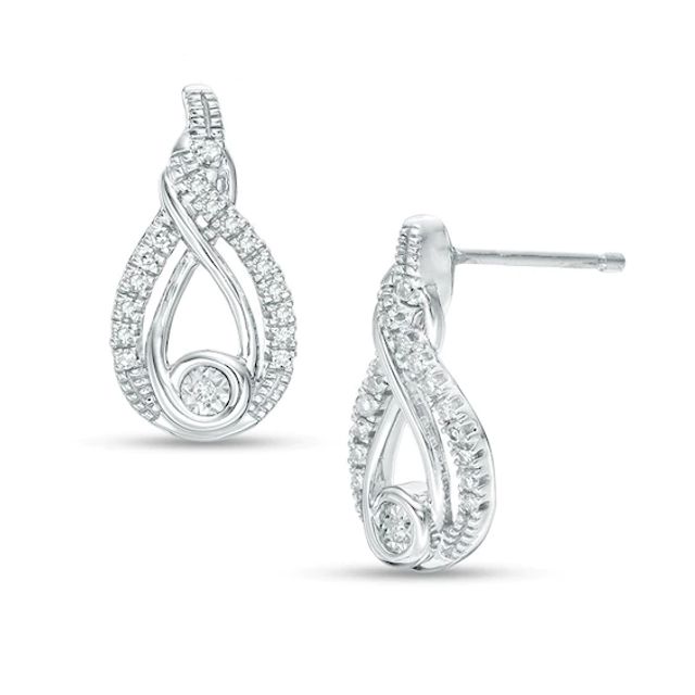 Previously Owned - Interwovenâ¢ 1/8 CT. T.w. Diamond Drop Earrings in Sterling Silver