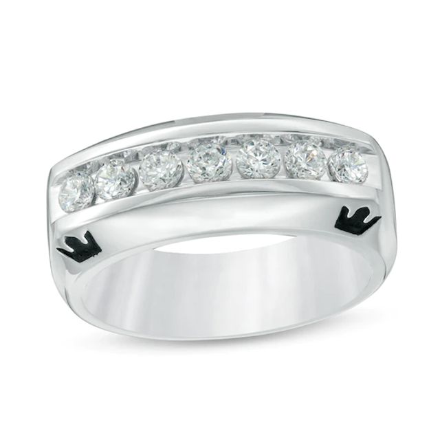 Previously Owned - Enchanted Disney Men's 3/4 CT. T.w. Diamond Crown Wedding Band in 14K White Gold