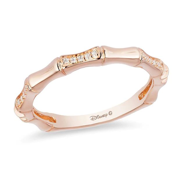 Previously Owned - Enchanted Disney Mulan 1/20 CT. T.w. Diamond Bamboo Stackable Band in 10K Rose Gold