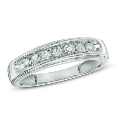 Previously Owned - Men's 1/2 CT. T.w. Diamond Comfort Fit Band in 10K White Gold