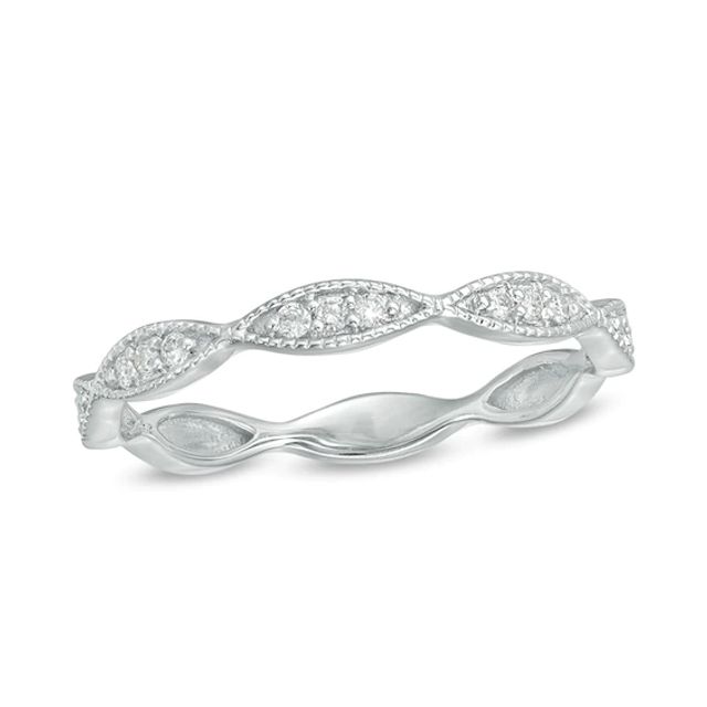 Previously Owned - 1/10 CT. T.w. Diamond Marquise Twist Vintage-Style Wedding Band in 10K White Gold