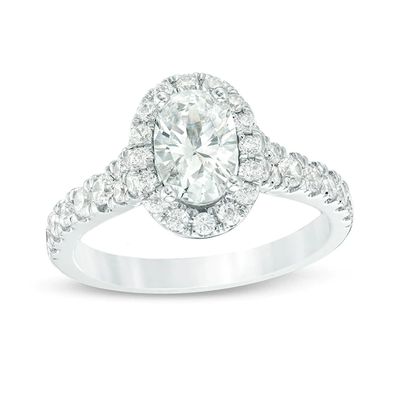 Previously Owned - Love's Destiny by Zales 1-3/4 CT. T.w. Oval Diamond Frame Engagement Ring in 14K White Gold