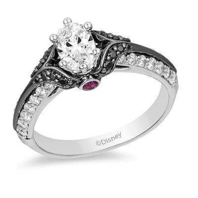 Previously Owned - Enchanted Disney Villains Evil Queen 1 CT. T.w. Oval Diamond Ring in 14K White Gold with Rhodium