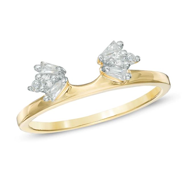 Previously Owned - 1/4 CT. T.w. Baguette and Round Diamond Solitaire Enhancer in 10K Gold