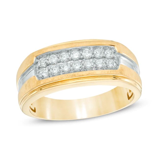 Previously Owned - Men's 1/2 CT. T.w. Diamond Double Row Band in 10K Two-Tone Gold