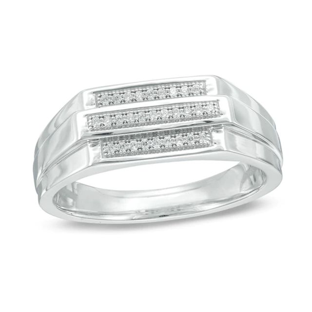 Previously Owned - 1/15 CT. T.w. Diamond Three Row Band in Sterling Silver