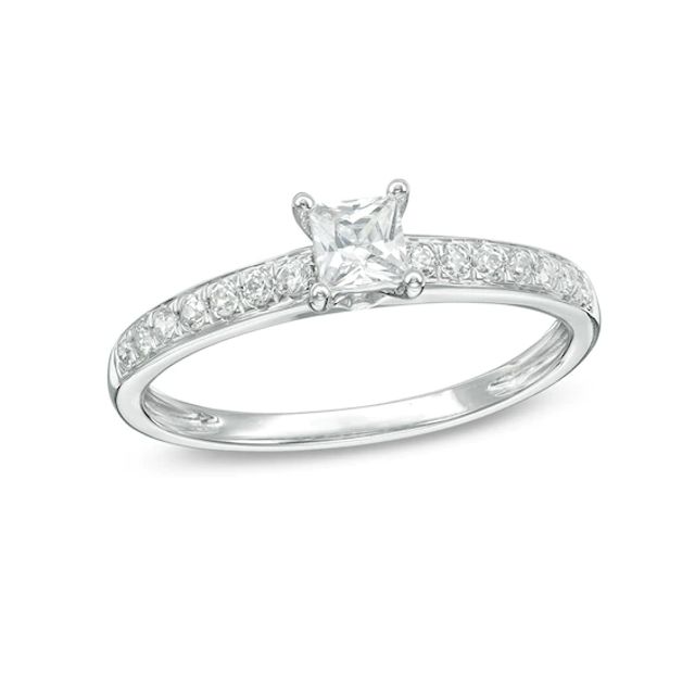 Previously Owned - 1/2 CT. T.w. Princess-Cut Diamond Engagement Ring in 10K White Gold