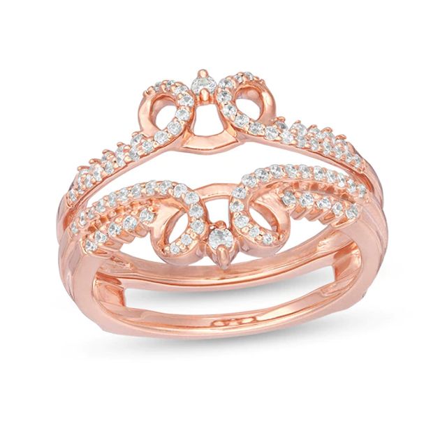 Previously Owned - 1/3 CT. T.w. Diamond Loop Heart Double Crown Solitaire Enhancer in 14K Rose Gold
