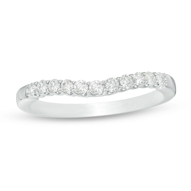 Previously Owned - 1/4 CT. T.w. Diamond Contour Wedding Band in 14K White Gold