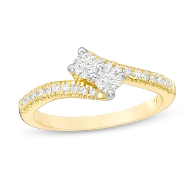 Previously Owned - Ever UsÂ® 1/2 CT. T.w. Two-Stone Diamond Bypass Ring in 14K Gold