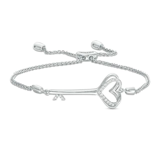 Previously Owned - Vera Wang Love Collection 1/15 CT. T.w. Diamond Key Bolo Bracelet in Sterling Silver - 8.5"