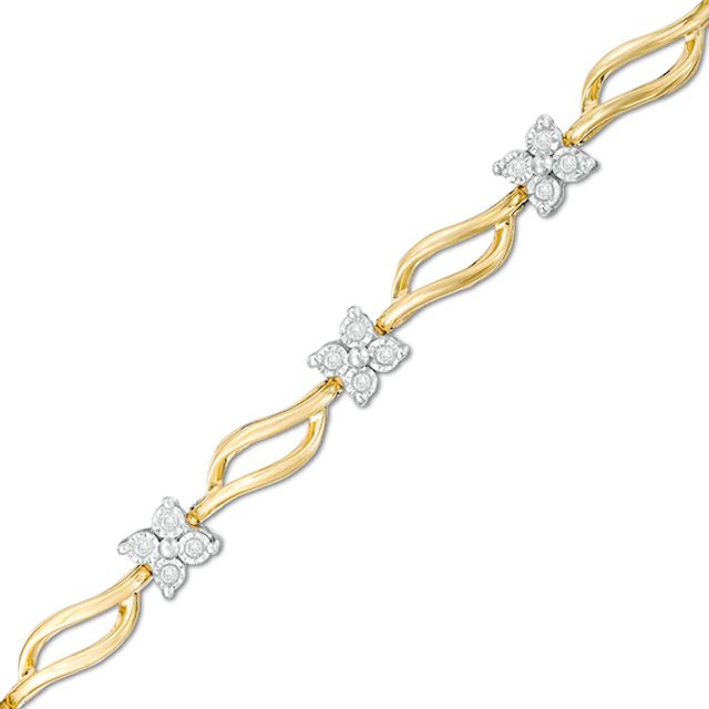 Previously Owned - 1/5 CT. T.w. Quad Diamond Bypass Link Bracelet in 10K Gold - 7.25"