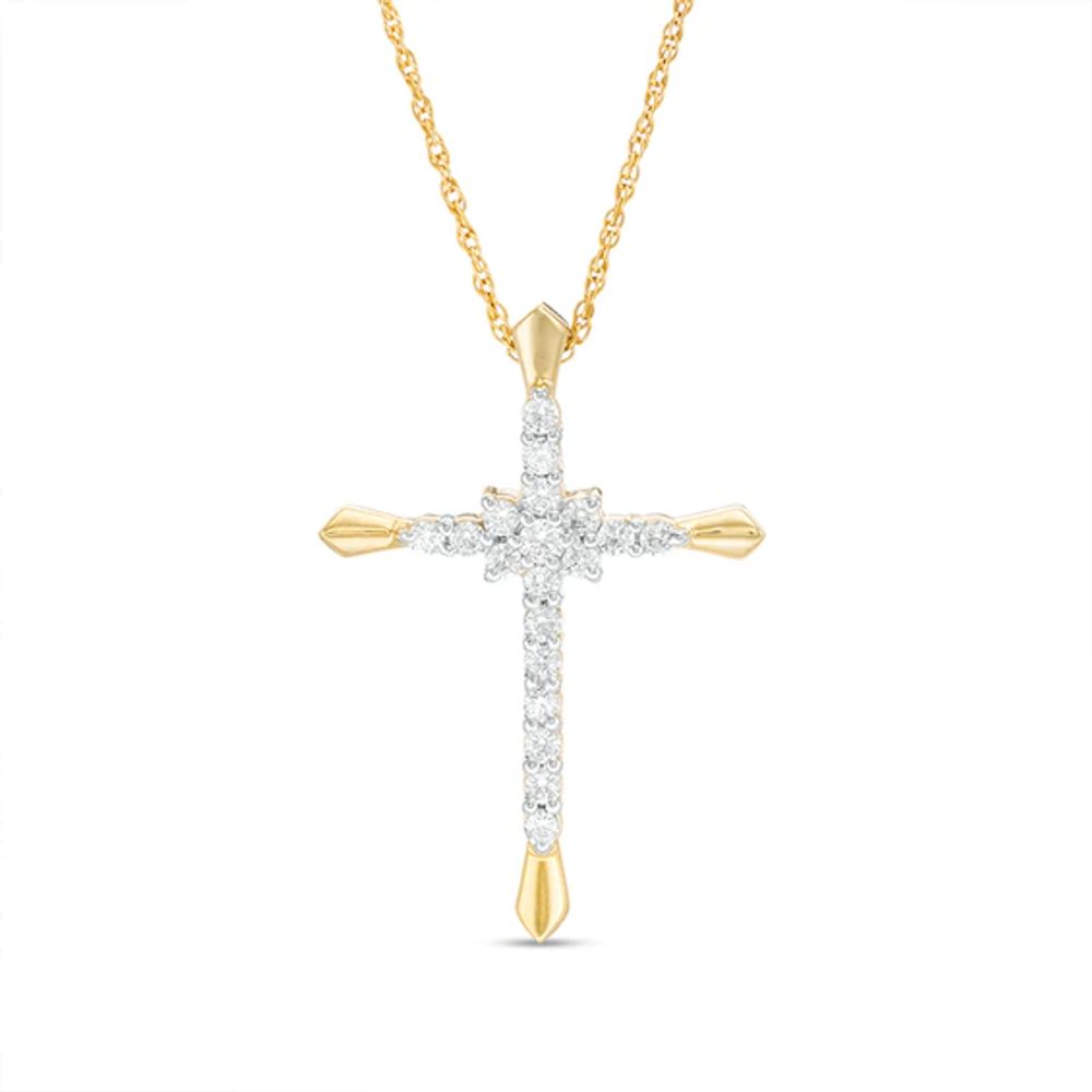 Previously Owned - 1/3 CT. T.w. Diamond Cross Pendant in 10K Gold