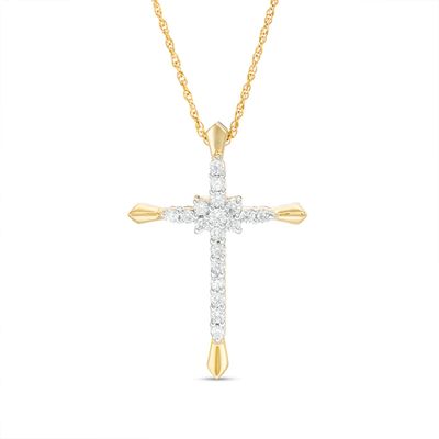 Previously Owned - 1/3 CT. T.w. Diamond Cross Pendant in 10K Gold