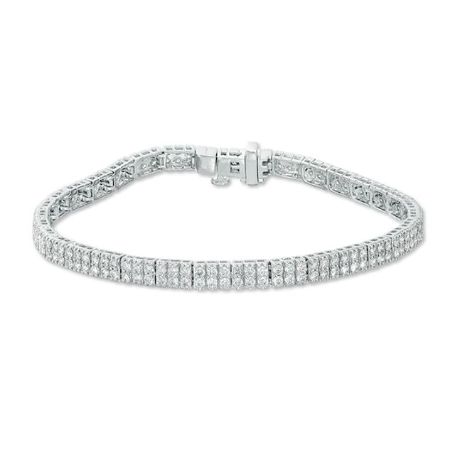 Previously Owned - 3 CT. T.w. Diamond Two Row Line Bracelet in 10K White Gold - 7.5"