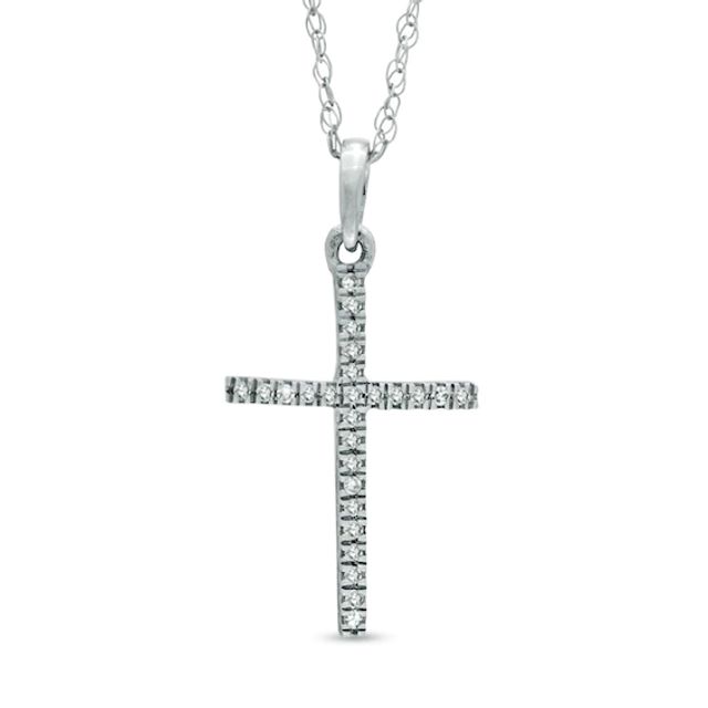 Previously Owned - Diamond Accent Cross Pendant in 10K White Gold