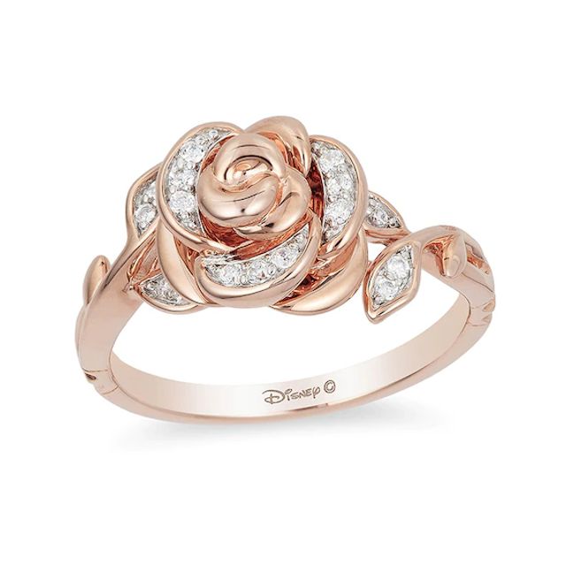 Previously Owned - Enchanted Disney Belle 1/10 CT. T.w. Diamond Rose Ring in 10K Rose Gold