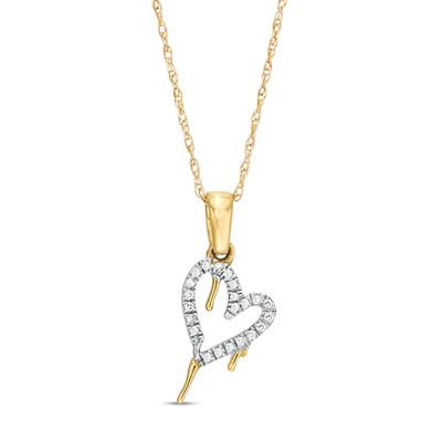 Previously Owned - 1/20 CT. T.w. Diamond Tilted Dripping Heart Pendant in 10K Gold