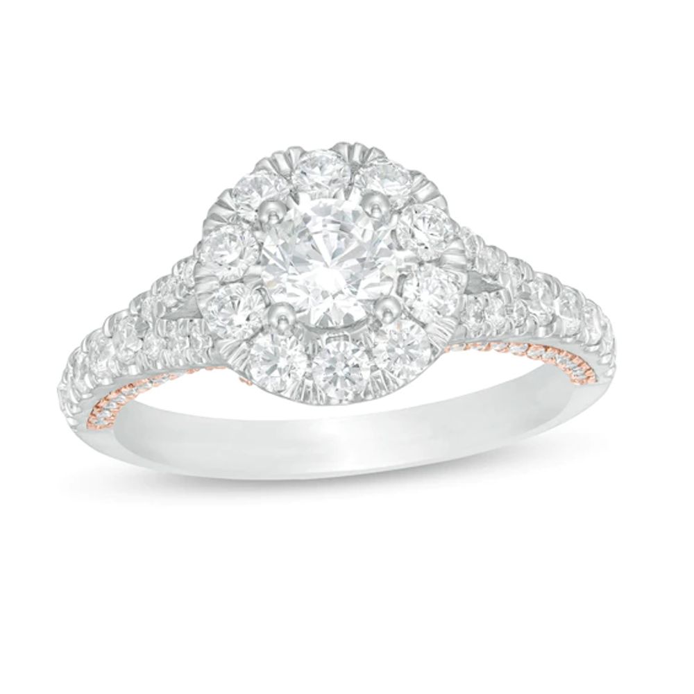 Previously Owned - Zales Private Collection 1-1/2 CT. T.w. Colourless Diamond Frame Engagement Ring in 14K Two-Tone Gold