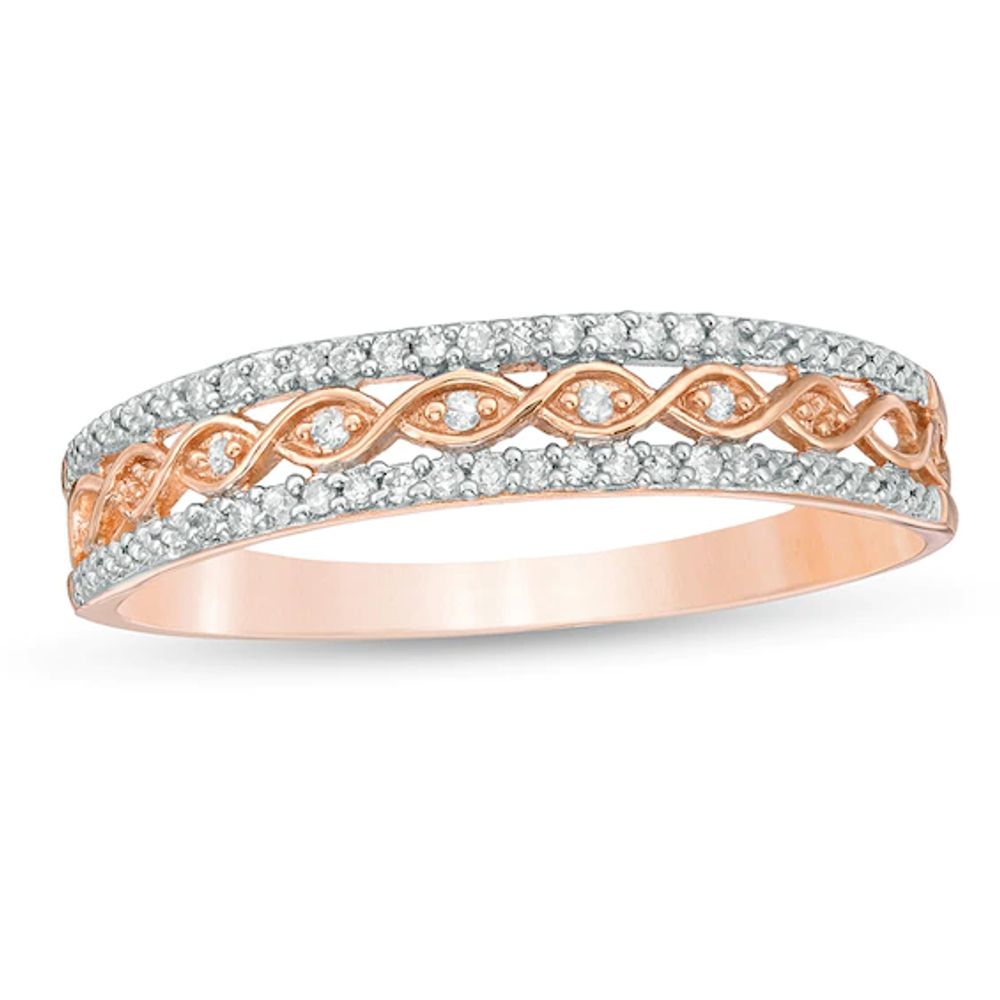 Previously Owned - 1/15 CT. T.w. Diamond Multi-Row Anniversary Band in 10K Rose Gold