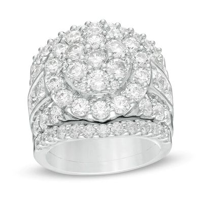Previously Owned 5 CT. T.w. Composite Diamond Three-Piece Soldered Bridal Set in 10K White Gold