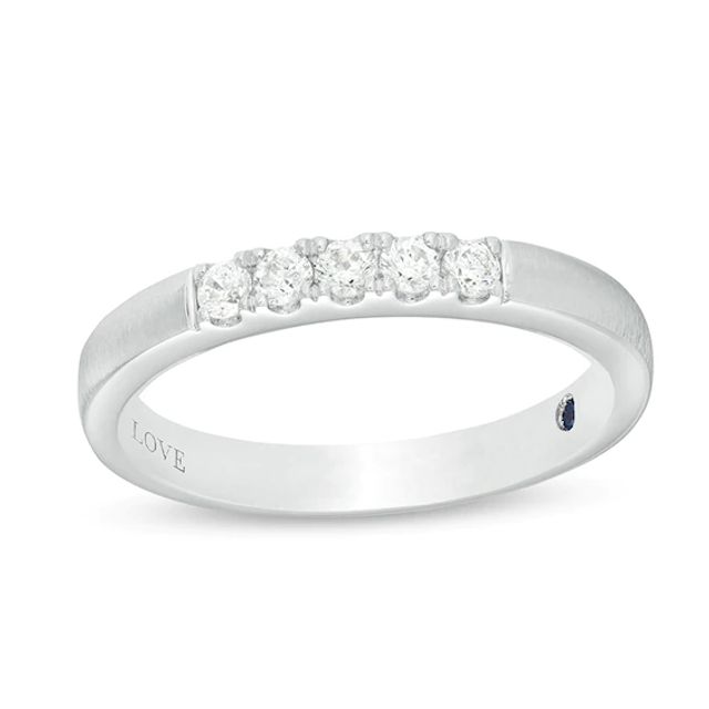 Previously Owned - Vera Wang Love Collection 1/5 CT. T.w. Diamond Five Stone Satin Anniversary Band in 14K White Gold