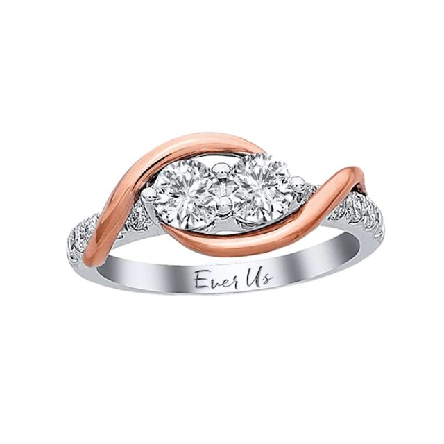 Previously Owned - Ever UsÂ® 3/4 CT. T.w. Two-Stone Diamond Swirl Band in 14K Two-Tone Gold