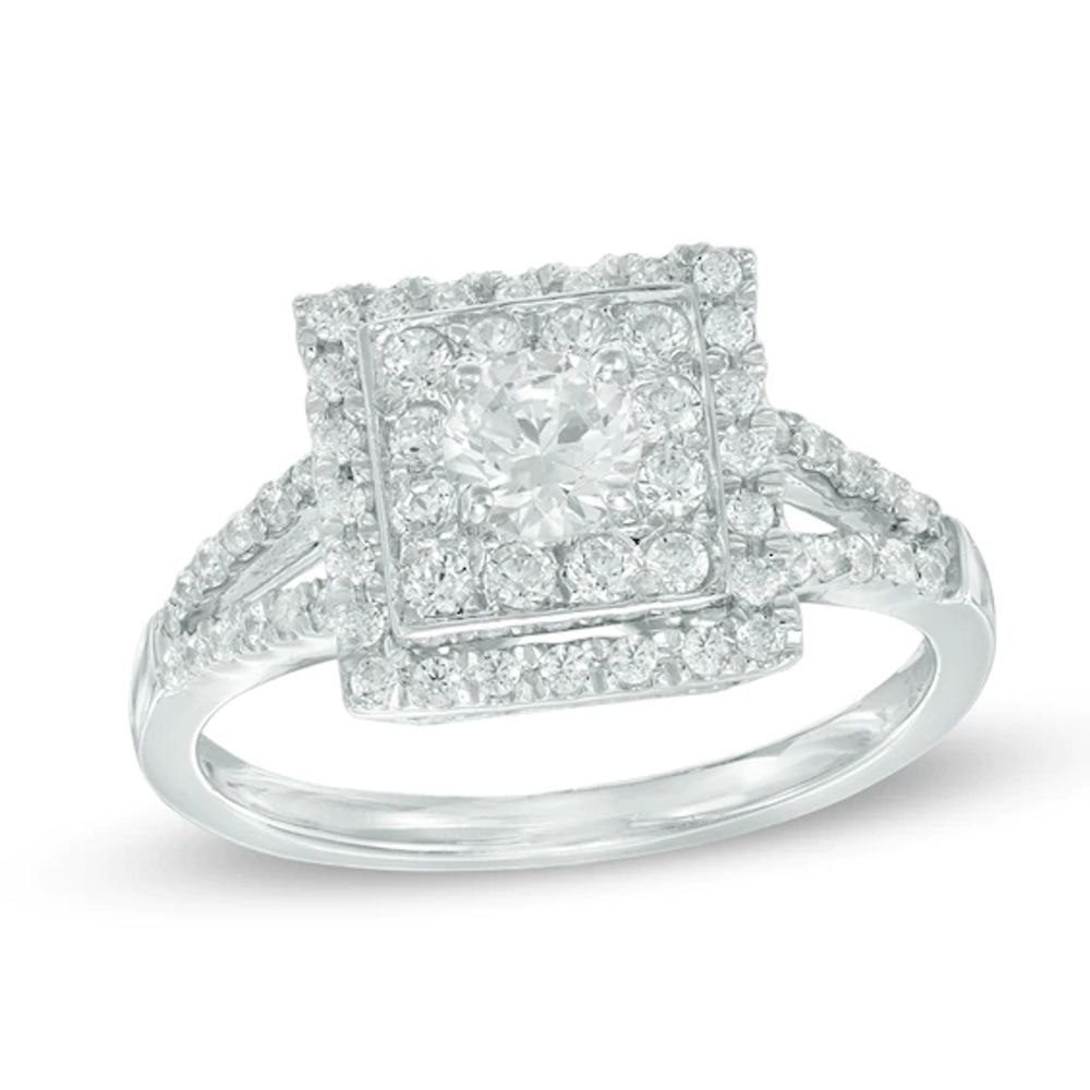 Previously Owned - 3/4 CT. T.w. Diamond Square Frame Engagement Ring in 10K White Gold