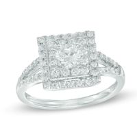 Previously Owned - 3/4 CT. T.w. Diamond Square Frame Engagement Ring in 10K White Gold