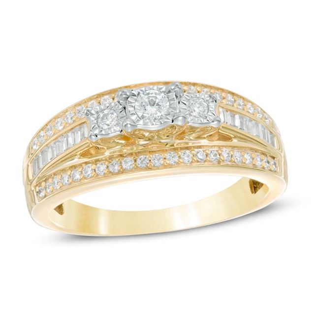 Previously Owned - 1/2 CT. T.w. Diamond Past Present FutureÂ® Engagement Ring in 10K Gold