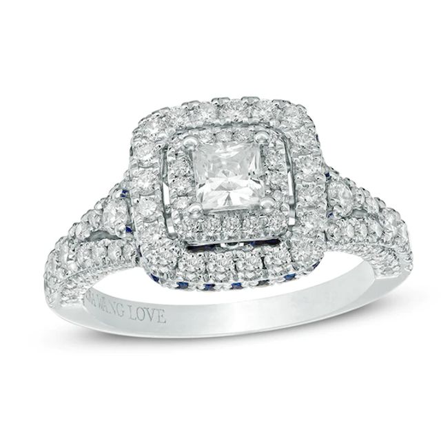 Vera Wang Love Collection 1-1/2 CT. T.W. Diamond Frame Split Shank Engagement  Ring in 14K White Gold | Zales
