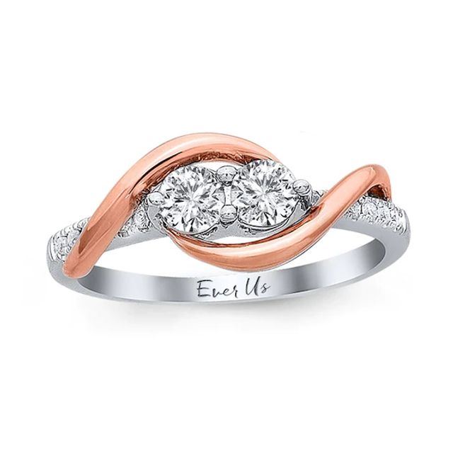 Previously Owned - Ever UsÂ® 1/2 CT. T.w. Two-Stone Diamond Swirl Band in 14K Two-Tone Gold