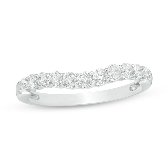 Previously Owned - 1/2 CT. T.w. Diamond Contour Wedding Band in 14K White Gold