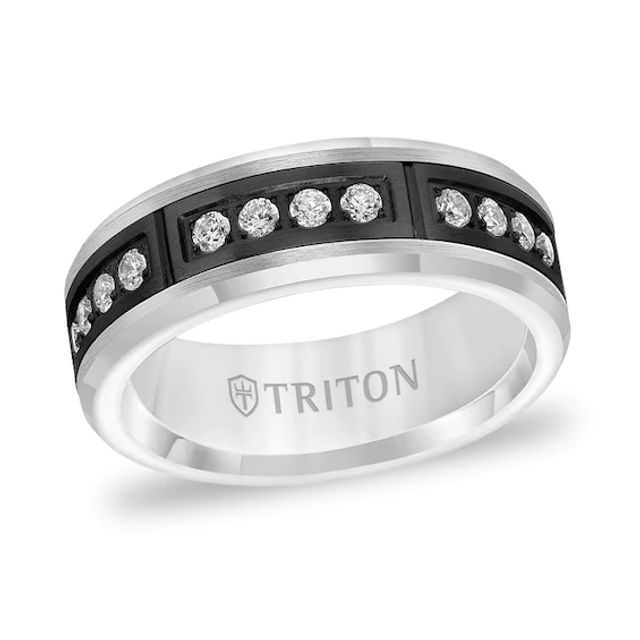 Previously Owned - Triton 3/8 CT. T.w. Diamond Wedding Band in Tungsten with Black PVD Plate