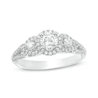 Previously Owned - 7/8 CT. T.w. Diamond Past Present FutureÂ® Frame Engagement Ring in 14K White Gold