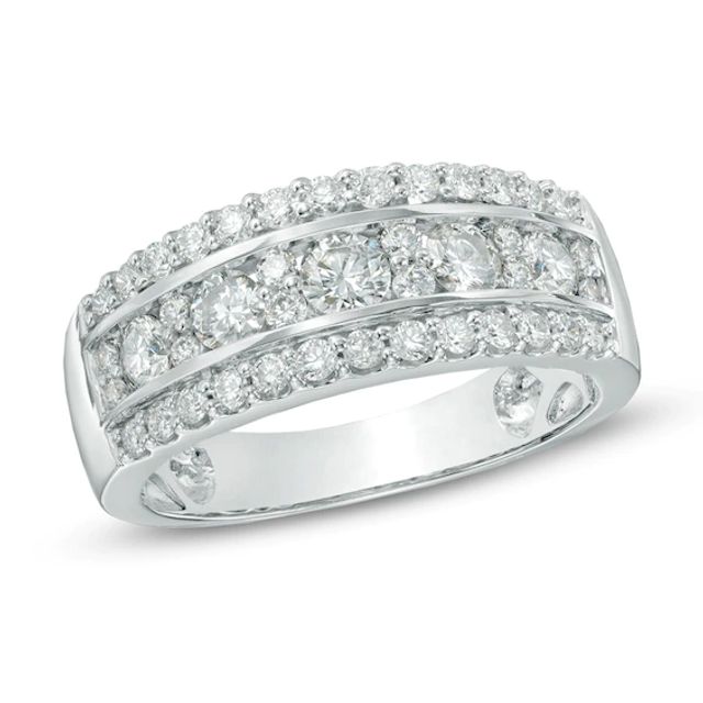 Previously Owned - 1 CT. T.w. Diamond Triple Row Anniversary Band in 14K White Gold