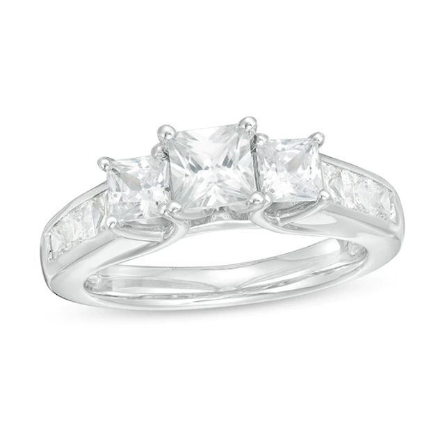 Previously Owned - 2 CT. T.w. Princess-Cut Diamond Past Present FutureÂ® Channel Engagement Ring in 14K White Gold
