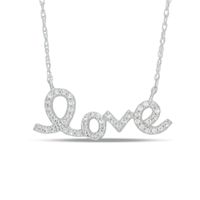 Previously Owned - 1/8 CT. T.w. Diamond "love" Necklace in 10K White Gold