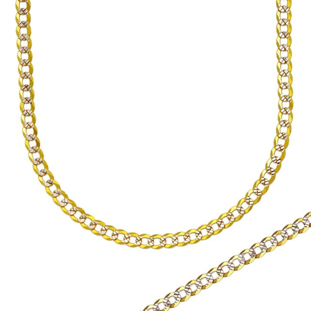 Previously Owned - Men's 3.15mm Diamond-Cut Curb Chain Necklace in 14K Two-Tone Gold - 28"