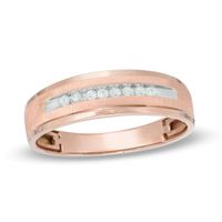 Previously Owned - Men's 1/10 CT. T.w. Diamond Wedding Band in 10K Rose Gold