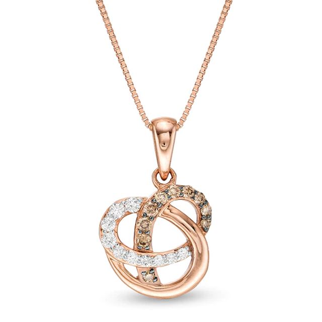 Previously Owned - 1/5 CT. T.w. Champagne and White Diamond Orbit Pendant in 10K Rose Gold