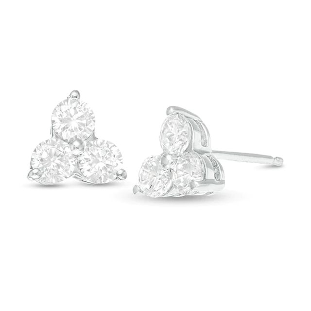 Previously Owned - 1/2 CT. T.w. Diamond Past Present FutureÂ® Stud Earrings in 10K White Gold