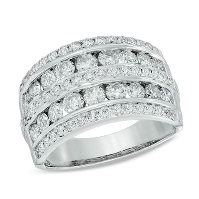 Previously Owned - 2 CT. T.w. Diamond Multi-Row Band in 14K White Gold