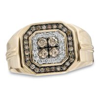 Previously Owned - Men's 3/4 CT. T.w. Enhanced Champagne and White Diamond Ring in 10K Gold