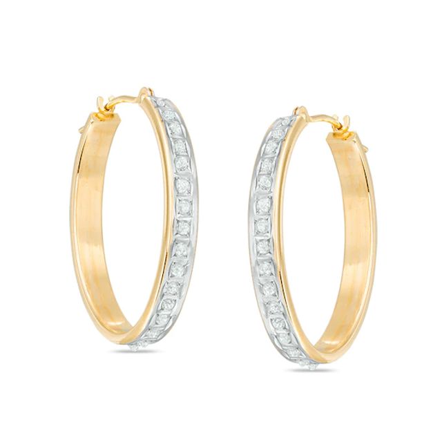 Previously Owned - Diamond Fascinationâ¢ Oval Hoop Earrings in 14K Gold