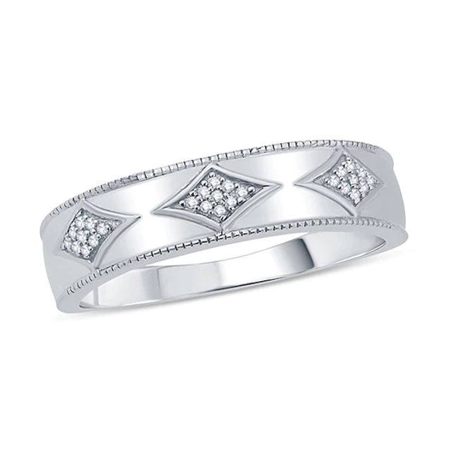 Previously Owned - Men's Diamond Accent Kite-Shaped Station Wedding Band in 10K White Gold