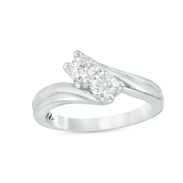 Previously Owned - Ever UsÂ® 5/8 CT. T.w. Two-Stone Diamond Bypass Ring in 14K White Gold