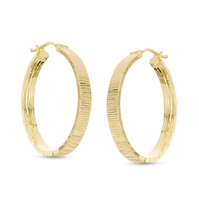 Previously Owned - Made in Italy 25.0mm Diamond-Cut Inside-Out Hoop Earrings in 14K Gold