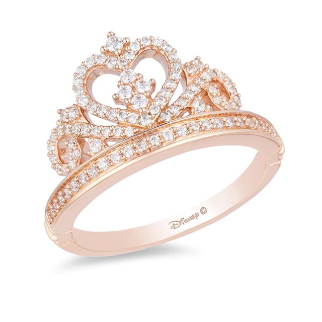 Previously Owned - Enchanted Disney Princess 1/3 CT. T.w. Diamond Heart-Top Tiara Ring in 10K Rose Gold